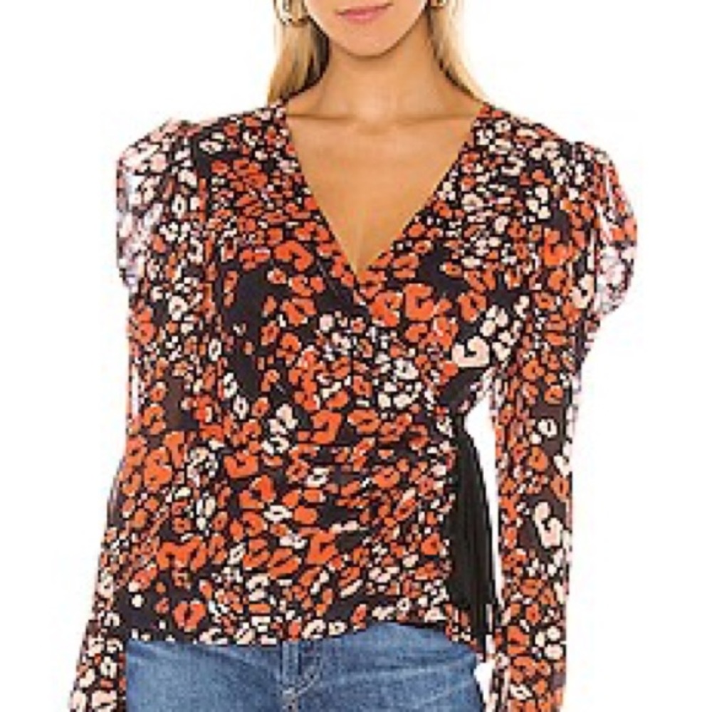 ASTR the Label Lissa top in red gold leopard
